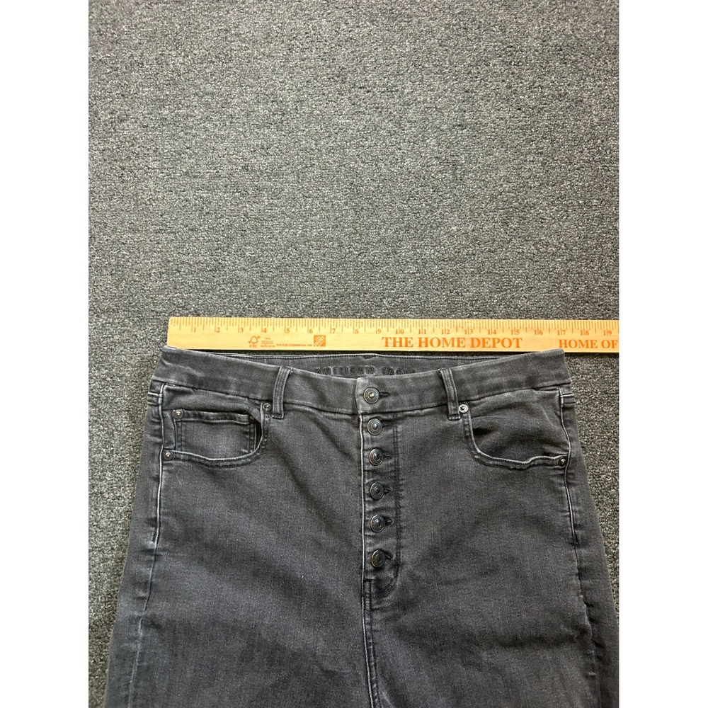 American Eagle Curvy Highest Rise Flare Jeans Gray Womens 18 Button Fly Boho - Picture 5 of 9